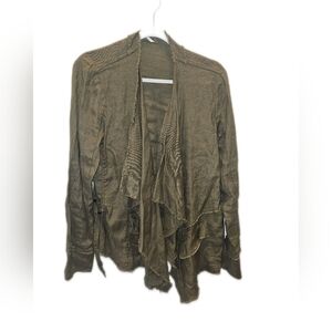 Free People Olive Green Open Cardigan/ jacket. Size Large.